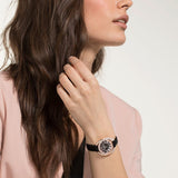 Swarovski,Duo Watch, Leather Strap,Black, Rose-Gold Tone,One Size