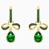 Swarovski,Black Baroque Hoop Pierced Earrings,Green, Gold-Tone ,One Size