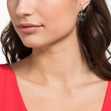 Swarovski,Black Baroque Hoop Pierced Earrings,Green, Gold-Tone ,One Size