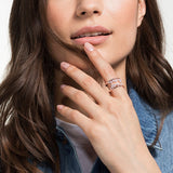  خاتم رمز  الشمالي من سواروفسكي  ، باللون الأبيض ، الذهبي وردي ، مقاس ٥٨