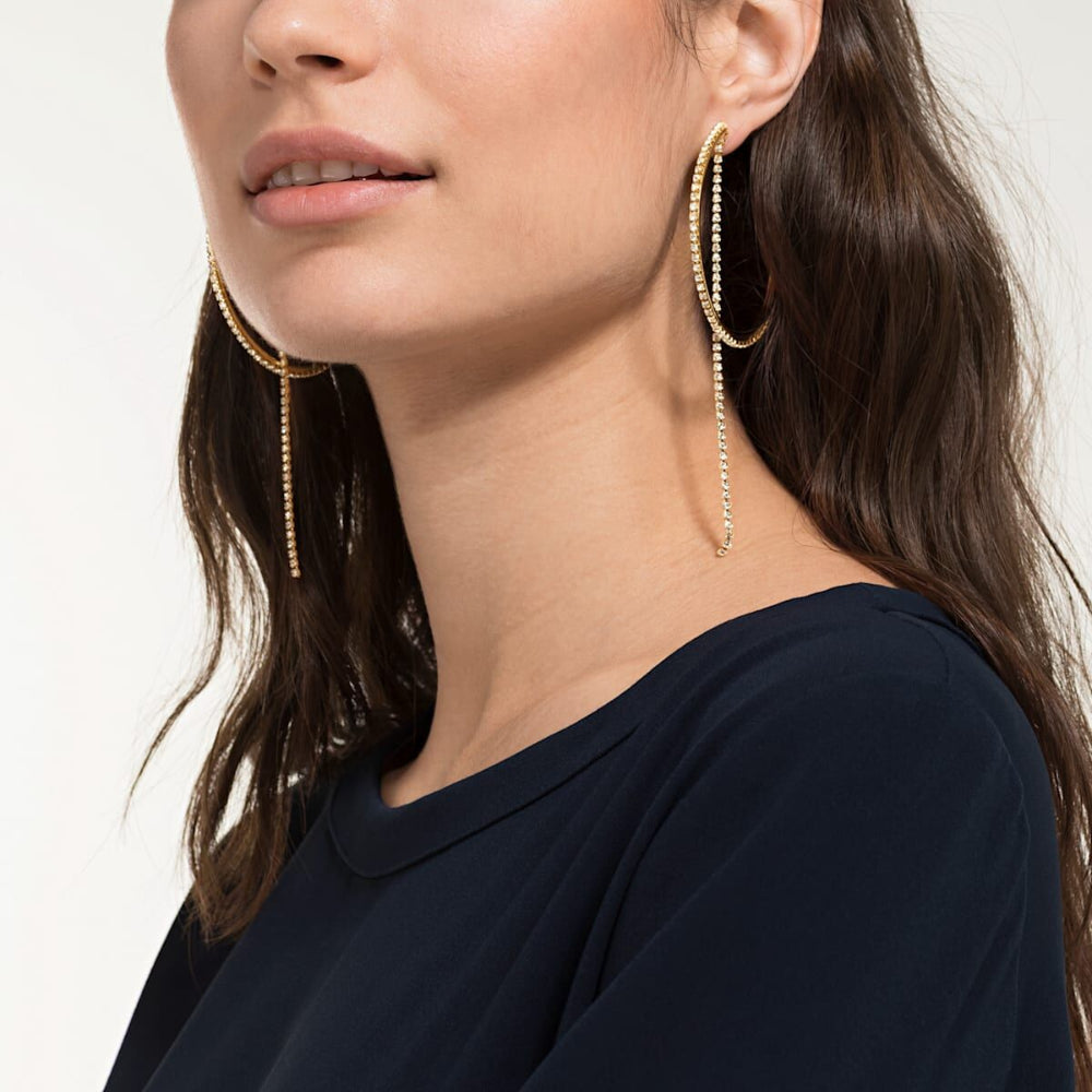 Swarovski,Fit Hoop Pierced Earrings,White, Gold-Tone,One Size