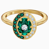 Swarovski Black Baroque Motif Ring Green Gold-Tone Size 55