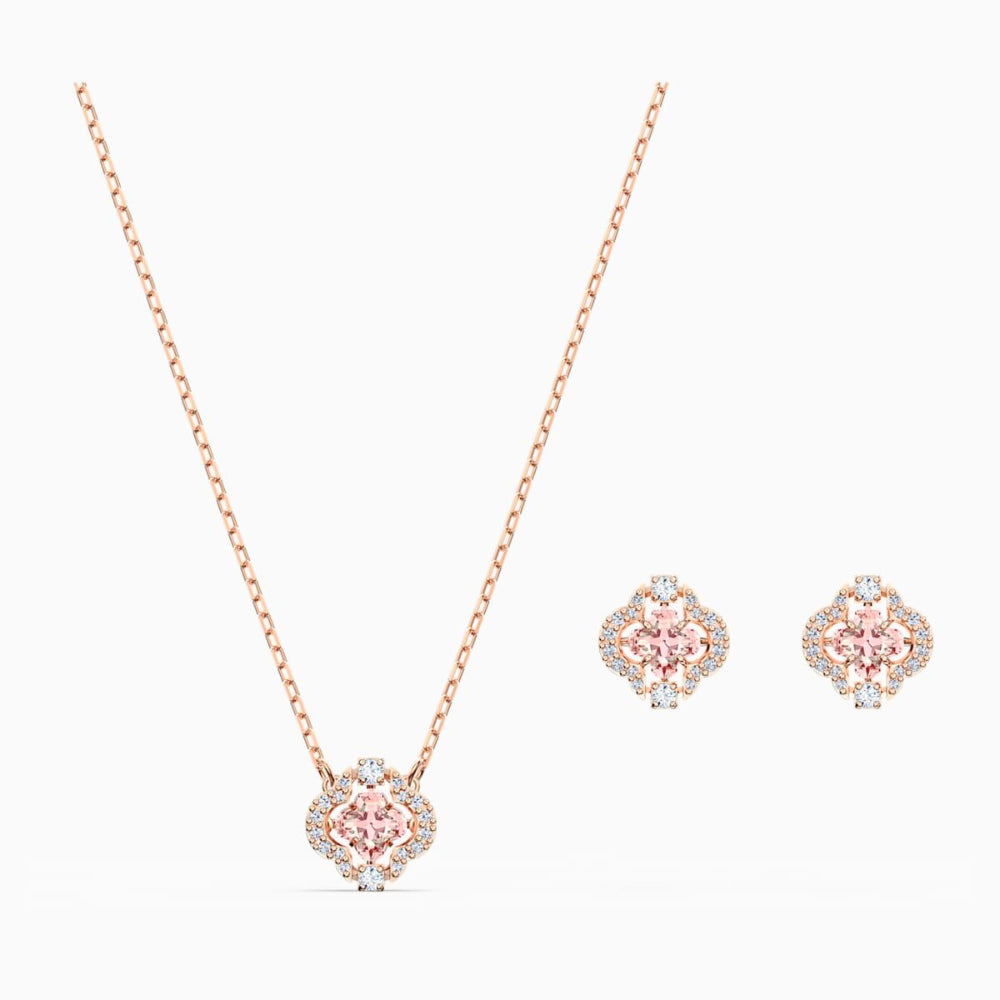 Swarovski Sparkling Necklace And Earring Set Pink