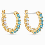 Swarovski,Vittore Hoop Pierced Earrings,Aqua, Gold-Tone,One Size