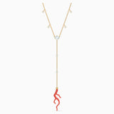 Swarovski,Shell Y Necklace,Red, Gold-Tone,One Size