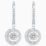 Swarovski Una drop earrings, Round cut, White, Rhodium plated