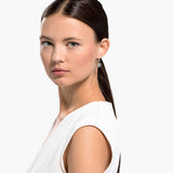 Swarovski Una drop earrings, Round cut, White, Rhodium plated