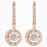 Swarovski Una drop earrings, Round cut, White, Rose gold-tone plated