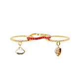 Swarovski Shell Ring Set Red Gold-Tone