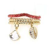 Swarovski Shell Ring Set Red Gold-Tone