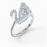 سواروفسكي ، خاتم البجعة الراقصة ، أبيض ، مقاس ٥٨