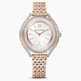 سواروفسكي ، ساعة اورا البلورية ، سوار معدني ، لون ذهبي وردي ، لون ذهبي وردي ، مقاس واحد