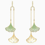 Swarovski,Stunning Ginko Mobile Pierced Earrings, Green, Gold-Tone,One Size