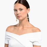 Swarovski,Stunning Ginko Mobile Pierced Earrings, Green, Gold-Tone,One Size