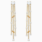 Swarovski Botanical Tassel Pierced Earrings White Gold-Tone