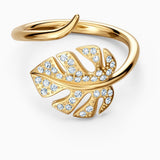 Swarovski Tropical Leaf Open Ring White Gold-Tone
