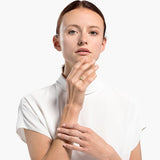 Swarovski Tropical Leaf Open Ring White Gold-Tone