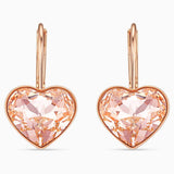 Swarovski Bella Heart Pierced Earrings Pink Rose-Gold Tone