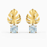 سواروفسكي، أقراط مثقوبة بأوراق استوائية ، أبيض ، لون ذهبي ، مقاس واحد