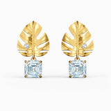 Swarovski Tropical Leaf Pierced Earrings White Gold-Tone