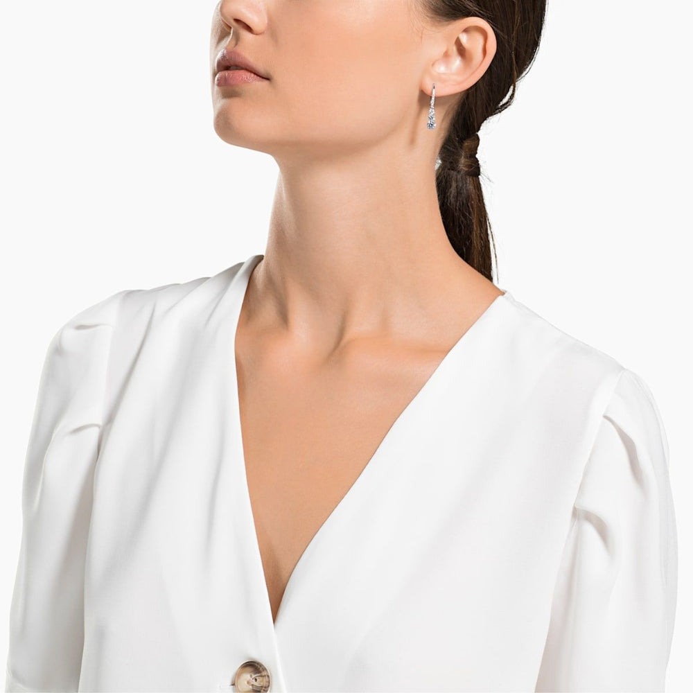 Swarovski Attract Trilogy Round Pierced Earrings White – Blue Salon