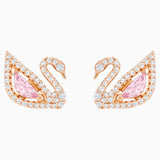 Swarovski Dazzling Swan Pierced Earrings Multi-Colored Rose-Gold Tone