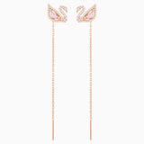 Swarovski Dazzling Swan Pierced Earrings Multi-Colored Rose-Gold Tone