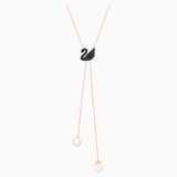 Swarovski Iconic Swan Y Necklace Black Rose-Gold Tone