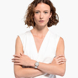 Swarovski Crystalline Glam Watch Leather Strap White Rose-Gold Tone