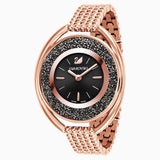 Swarovski Crystalline Oval Watch Metal Bracelet Black Rose-Gold Tone