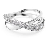 Swarovski Twist Ring  White, Rhodium plated, Size-55
