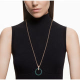 Swarovski Exalta Necklace with Pendant Long Green Gold Tone Plated