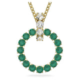 Swarovski Exalta Necklace with Pendant Long Green Gold Tone Plated