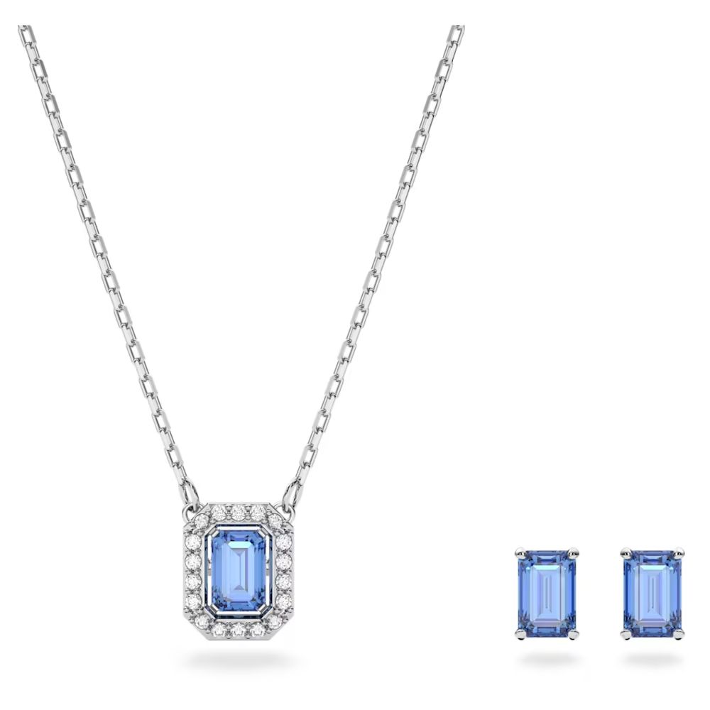 5614927 Swarovski Millenia Sets Necklace and Earrings Octagon cut Blue Rhodium ...