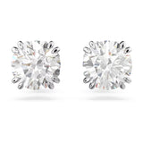 Swarovski Stilla stud earrings, Round cut, White, Rhodium plated