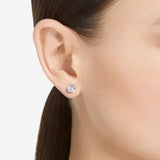 Swarovski Stilla stud earrings, Round cut, White, Rhodium plated