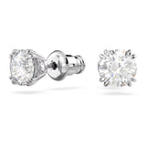 Swarovski Stilla stud earrings, Round cut, White, Rhodium plated