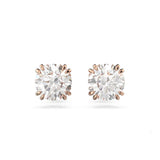 Swarovski Stilla stud earrings, Round cut, White, Rose gold-tone plated