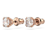 Swarovski Stilla stud earrings, Round cut, White, Rose gold-tone plated