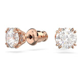 Swarovski Stilla stud earrings, Round cut, White, Rose gold-tone plated
