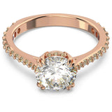 Swarovski Constella Cocktail Ring Princess cut Pavé White Rose gold-tone plated  60