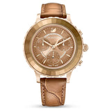 Swarovski Octea Lux Chrono Watch Leather strap Brown Gold-tone finish  ONE SIZE