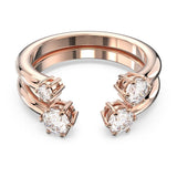 Swarovski Constella Ring Set (2) Round cut open White Rose gold-tone plated  58