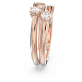 Swarovski Constella Ring Set (2) Round cut open White Rose gold-tone plated  58