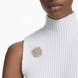 Swarovski Eternal Flower Brooch Flower Yellow Mixed metal finish  4 CM