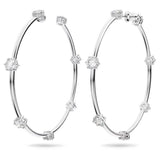 Swarovski Constella Hoop Earrings Round cut White Rhodium plated  MEDIUM