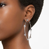 Swarovski Constella Hoop Earrings Round cut White Rhodium plated  MEDIUM
