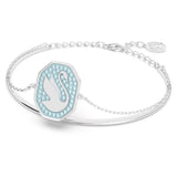 Swarovski Signum Bangle Swan Blue Rhodium plated  5.9 cm x 4 cm