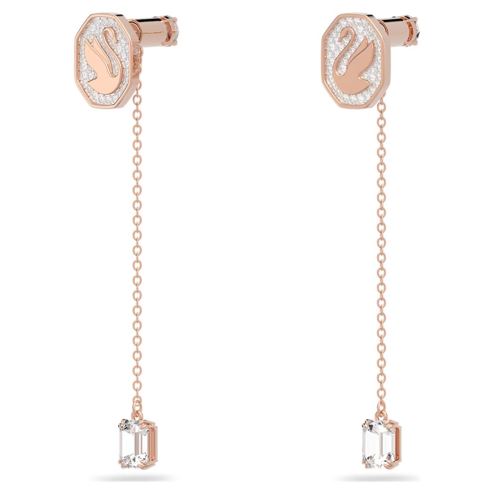 Swarovski Signum Drop Earrings Swan White Rose gold-tone plated