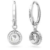 Swarovski Una Angelic drop earrings, Round cut, Pavé, White, Rhodium plated
